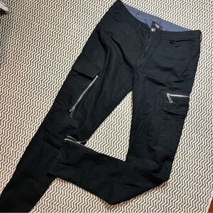 Diesel Black Straight Leg Pants with Zipper Details